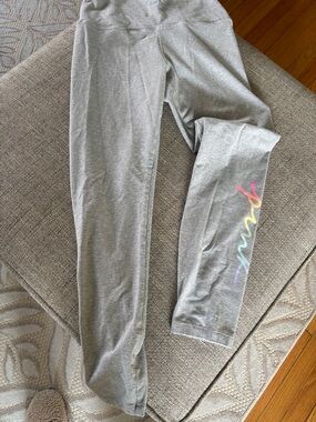 PINK Grey Leggings with Rainbow Script Detail